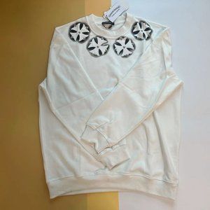 Chrome Hearts Black Classic Cross Flower Logo Long Sleeve - White